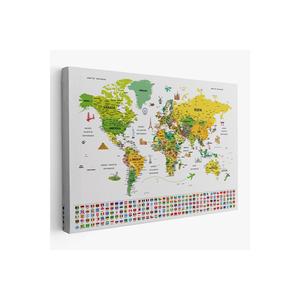 2876 di pittura decorativa su tela simbolo educativo dettagliato della mappa del mondo turco