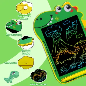 Çocuklar dijital yazı tahtası dinozor şekli renkli çizim tableti yürümeye başlayan Doodle kurulu LCD yazma tableti 8.5 inç