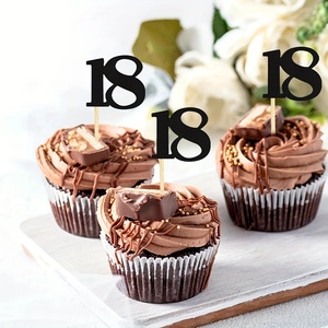 Decoración para cupcakes <span class=keywords><strong>de</strong></span> <span class=keywords><strong>18</strong></span> <span class=keywords><strong>cumpleaños</strong></span>, color negro, al por mayor, decoración para cupcakes <span class=keywords><strong>de</strong></span> <span class=keywords><strong>18</strong></span> años, decoración para pasteles <span class=keywords><strong>de</strong></span> aniversario número <span class=keywords><strong>18</strong></span> - Product Image 5