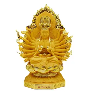 Custom Design Sitting Lotus Guanyin Avalokitesvara Bodhisattva Sculpture Buddha Carved Thousand-handed AvalokitesvaraStatues