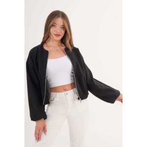 Chaqueta Bomber Negra para Mujer con Cierre y Forro Interior, Producto al por Mayor - Product Image 5