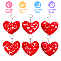 Porte-clés en peluche cœur rouge de 12 cm, brodé avec une lettre d'amour, cadeau de Saint-Valentin, breloque de sac en peluche, vente en gros
