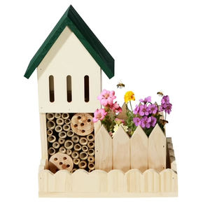 Hölzerner Bienenstock mit Blumentopf Benutzer definiertes Holz insekt Hotel Bee <span class=keywords><strong>House</strong></span> & <span class=keywords><strong>Butterfly</strong></span> Habitat Shelter - Product Image 1
