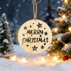 เครื่องประดับตกแต่งต้นคริสต์มาสสุดหรู ทำมือ แกะสลักลายเฉพาะตัว ของขวัญวันหยุด ลูกบอลไม้สลักชื่อส่วนตัว - Product Image 1