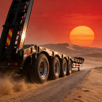 Remorque à plateau surbaissé pour camion tracteur poids lourd, configuration 6x4, conforme aux normes d'émission nationales V, disponible en stock