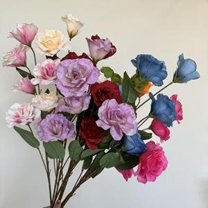 ดอกลิเซียนธัสประดิษฐ์ จินซี 5 หัว สีชมพูอมเทา สีแดง สีส้ม สีฟ้า สีเขียว สีชมพูบานเย็น สีแชมเปญ สีม่วง สำหรับตกแต่งงานแต่งงาน - Product Image 2
