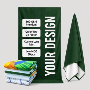 ผ้าขนหนูชายหาดสีเขียวป่า 400GSM ผลิตตามสั่ง OEM - Product Image 1