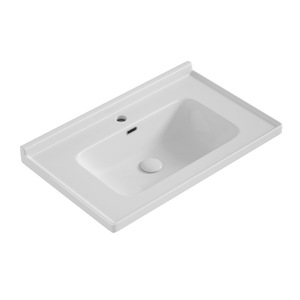 Vasque intégrée en céramique de titane italienne, à trou unique, blanche, monobloc, pour meuble-lavabo - Product Image 1