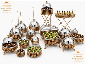Moderno Plato de Acero Inoxidable para Servir Comida con Tapa Enrollable para Restaurante, Hotel, Buffet - Product Image 1