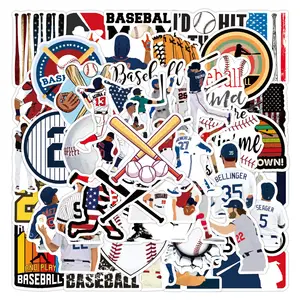 50 Buah Stiker Grafiti Vinil Olahraga Logo Bisbol untuk Botol Laptop Mobil Amerika Major League Baseball Sticker