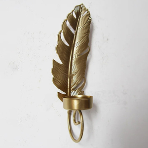 Fábrica barata hoja pluma Metal cumpleaños oración hierro placa aromaterapia nórdico Metal vela titular votivo - Product Image 2