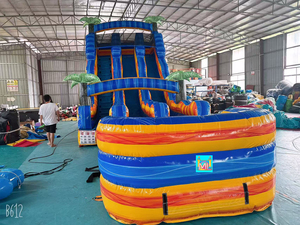 Toboggans aquatiques gonflables à thème coloré commerciaux, aire <span class=keywords><strong>de</strong></span> <span class=keywords><strong>jeux</strong></span> gonflable extérieure, toboggan aquatique gonflable en PVC, grand toboggan gonflable à sauter - Product Image 4