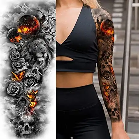 Vendita calda braccio pieno grande tatuaggio temporaneo impermeabile nero falso Tatoo Sticker corpo per uomo donna