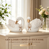 Magnifique statue de cygne en fibre de verre pour couple, artisanat robuste fait main, idéale pour les mariages et l'aménagement paysager de jardins.
