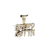 Pendentif NL2270 BREAD GETTA, pendentif créatif à double rangée de diamants, pendentif lettre exagéré, collier cool punk hip hop