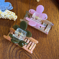 Vintage Mini Haarklemmetje Schattig Elegant Kleurrijk Half Opsteekkapsel Haaraccessoires voor Vrouwen Bloem Acetaat Haar Klauw Kartonnen Verpakking