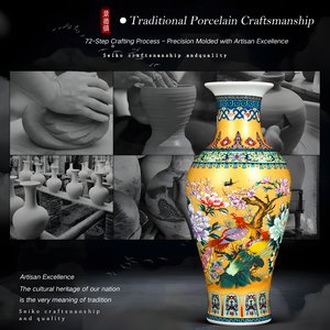 Commercio all'ingrosso tradizionale smalto ornamento di colore decorativo in porcellana antico <span class=keywords><strong>vaso</strong></span> in ceramica <span class=keywords><strong>vaso</strong></span> da tavolo per la decorazione della casa - Product Image 6
