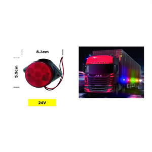 Feux latéraux ronds rouges 24V LED pour remorque de camion - Product Image 1