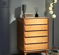 Commode haute en bois massif à façade inclinée, avec assemblage queue de pie, en noyer et chêne, 5 tiroirs, pour chambre à coucher