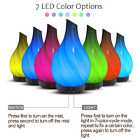 Diffuseur d'arômes ultrasonique en verre de qualité supérieure, silencieux, humidificateur LED 7 couleurs avec contrôle séparé de la lumière et de la brume pour la maison, la chambre et le bureau