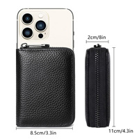 Portefeuille minimaliste avec blocage RFID, pochette à monnaie vintage, poche avant, fermeture éclair courte, portefeuille en cuir véritable, porte-cartes de crédit, étui à cartes