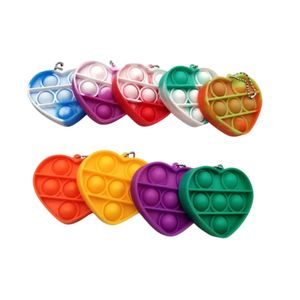Porte-clés unisexe en silicone anti-stress en forme de cœur à bulles, jouet sensoriel pour enfants et adultes, idéal comme cadeau pour sacs de fête - Product Image 3