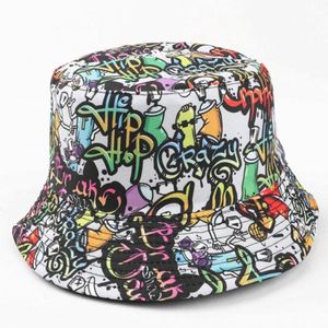 Flower Animal Cartoon Printed Fisherman <b>Hat</b> Reversible Bucket Cap <b>Hat</b> - Product Image 1