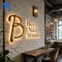 Letrero con Letras Retroiluminadas LED y Baño de Oro Directo de Fábrica, Letrero con Logotipo Retroiluminado para Negocios