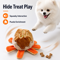 Jouet pour chien en forme de pieuvre avec balle couineuse en TPR et jouet puzzle en peluche en forme de nourriture pour petits chiens - Vente en gros