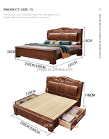 Cadre de lit double de style chinois moderne en bois de chêne simple avec boîte de rangement haute Design traditionnel pour les meubles de chambre à coucher ou d'hôtel