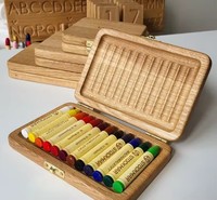 Boîte à crayons imperméable et durable faite à la main avec logo personnalisé, plusieurs tailles, cadeau pour enfants, outil de peinture, boîte de rangement en bois de bambou naturel