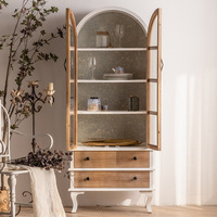 Style minimaliste nordique moderne, armoire à vin en bois massif, armoire de rangement blanche à arche, meubles pour la maison