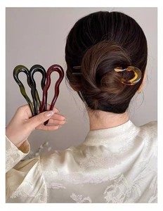 Horquilla para el pelo en forma de U de moda, de acetato acrílico con efecto caparazón de tortuga, accesorio geométrico para el cabello, palillos para el pelo, accesorios para el cabello para mujeres y niñas - Product Image 5