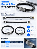 Bracelet de mode 2-en-1 : Câble USB vers Type C pour charge rapide et transfert de données, design élégant et portable