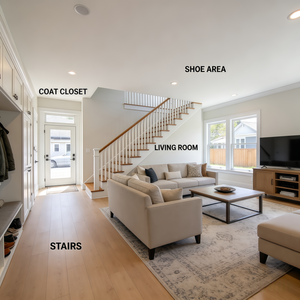 Conception <span class=keywords><strong>de</strong></span> villa américaine moderne à deux étages avec plan <span class=keywords><strong>de</strong></span> 3 chambres, garage pour <span class=keywords><strong>2</strong></span> <span class=keywords><strong>voitures</strong></span>, salle à manger, espaces extérieurs, design 3D - Product Image 2