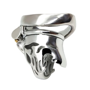 Jaula de Castidad Metálica 2022, Dispositivo de Castidad Masculino, Anillo para Pene Pulido a Mano, Jaula para Pene con Forma de Tigre para Hombre - Product Image 3