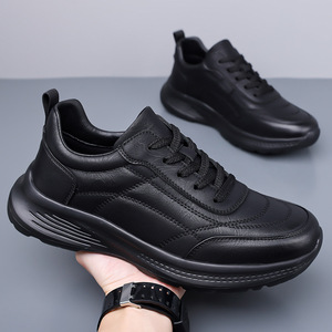 Zapatillas informales con cordones y suela blanca para hombre, calzado deportivo cómodo para el tiempo libre, diseño de costuras de color sólido - Product Image 2