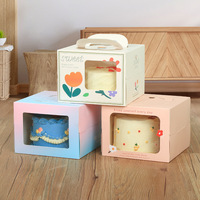 Caja Cuadrada Biodegradable de Alta Calidad para Pasteles, Diseño con Ventana Transparente para Empaque de Alimentos de Cumpleaños, Personalizable