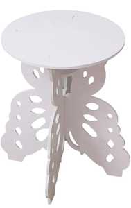 Table basse ronde en bois au design moderne et élégant avec motif papillon blanc pour salon, chambre et salle à manger - Product Image 3