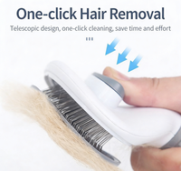 Brosse de toilettage de luxe pour chat, peigne démêlant à picots en acier inoxydable, massage et élimination des poils en un clic, nettoyage des poils lâches