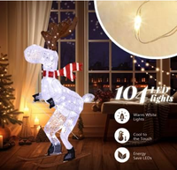 Ensemble de rennes de Noël, traîneau du Père Noël, décorations extérieures imperméables, lumières LED pré-éclairées, installation facile, décorations de Noël