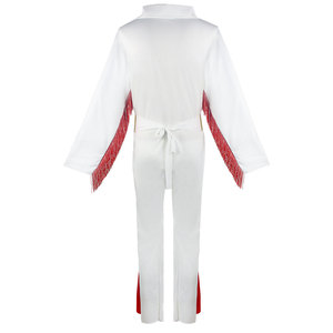 Disfraz de Fala Elvis Presley, mono blanco con flecos rojos y cinturón dorado, traje de cosplay para adultos, hombres, televisión y películas - Product Image 3
