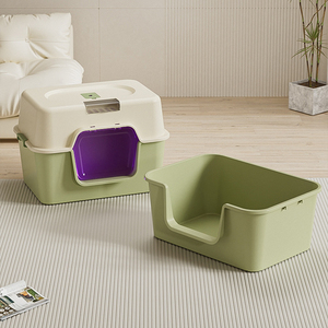 Extra-Large Semi-Enclosed <b>Cat</b> Litter <b>Box</b> - Anti-Tracking Open <b>Cat</b> Toilet Wholesale - Product Image 5
