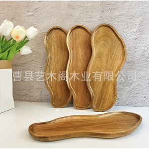 Wooden <b>Trays</b> Acacia Wood Irregular Shape Handmade Serving <b>Tray</b> For Hotel Coffee <b>Tea</b> Fruit Snack Platter A5 Shaped - Product Image 2