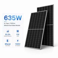 Panneau solaire monocristallin ZAIYANG 635W de type N pour panneau solaire bifacial à double vitrage, efficacité de 23,5 %, certifié TUV pour un LCOE faible pour les utilités