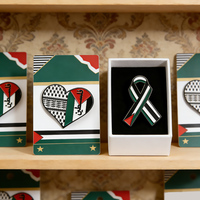 Nouveau et populaire Pin's drapeau de la Palestine, vente en gros, personnalisable, en forme de cœur, vierge, accessoires de la liberté nationale, broche, pin's de revers en métal avec ruban