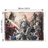 Manta Decorativa de Jacquard Personalizada al por Mayor con Diseño de Caballero de Anime, de Poliéster y Algodón, para Sofá Seccional, Decoración de Pared del Hogar, con Borde de Borlas