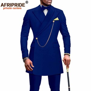 Ensemble <span class=keywords><strong>Homme</strong></span> Costume Slim Blazer et Pantalon 2 Pièces <span class=keywords><strong>Tenue</strong></span> Dashiki avec Nœud Papillon Chaîne Foulard Vêtements Africains <span class=keywords><strong>Mariage</strong></span> - Product Image 6