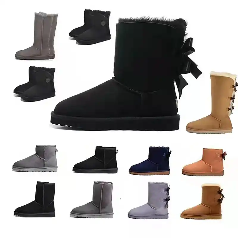 Оптовая продажа, оригинальные австралийские классические зимние женские меховые угги, зимние ботинки, женская обувь, короткие ботинки с бантиком, ботинки для женщин
