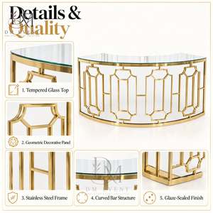 Barra de Bar Redonda Plegable Grande de Acero Inoxidable Dorado Personalizada con Panel Dorado Martillado y Tapa de Vidrio Templado Desmontable - Product Image 5